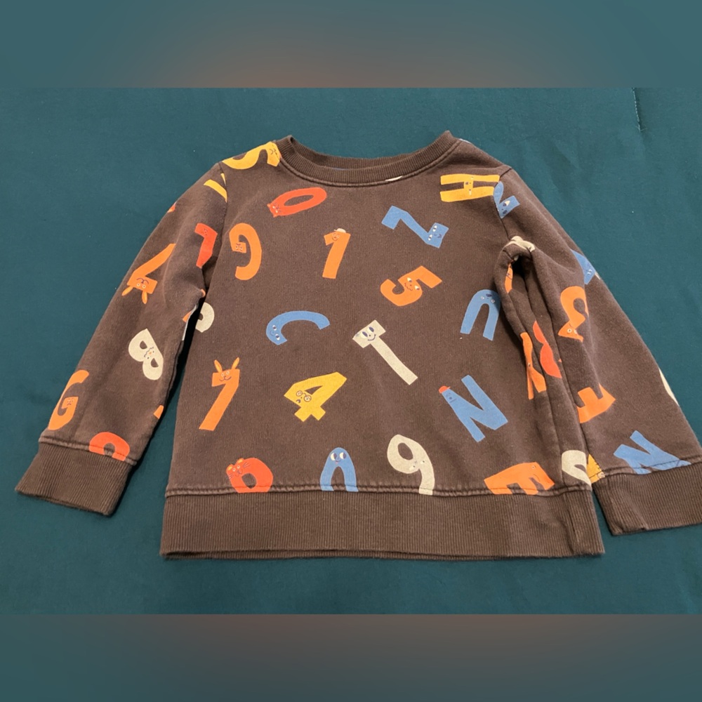 Cat & Jack Brown Kids Sweatshirt with Colorful Number Print